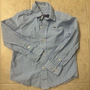 Vineyard Vines Blue Gingham Button-Down Oxford Whale Shirt